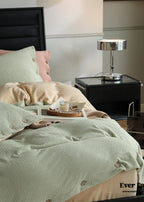 Velvet Buttoned Bedding Set / Orange Ever Lasting