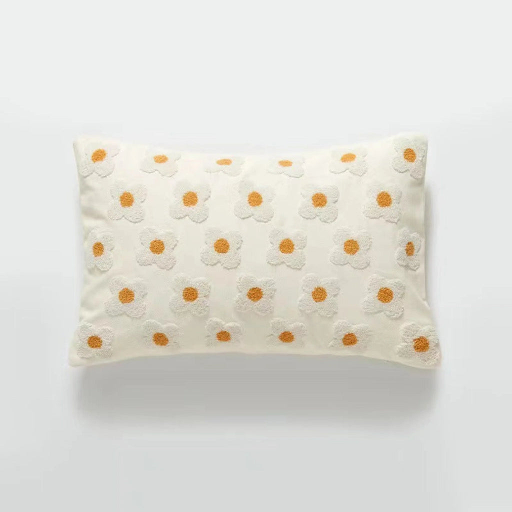Velvet Daisy Rectangular & Square Pillow Cushion / Yellow Ever Lasting