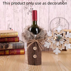 1pc Festive Christmas Wine Bottle Cover with Plush Fur Collar - Polyester, Perfect for Holiday Parties & Home Decor House Of Avana [[SKU:HOA-XMS-403]]