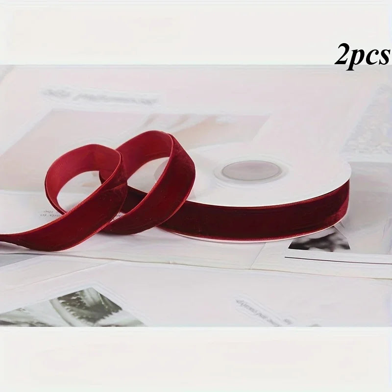 2 Rolls of Velvet Ribbon, Each Roll Size: 4.48 meter *Length 4.48 meter, Suitable for Halloween, Christmas, Birthday Parties, Weddings, Gift Flower Wrapping Bows Handmade Christmas Decoration Costume Sewing Accessories. House Of Avana