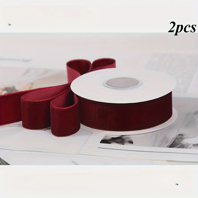 2 Rolls of Velvet Ribbon, Each Roll Size: 4.48 meter *Length 4.48 meter, Suitable for Halloween, Christmas, Birthday Parties, Weddings, Gift Flower Wrapping Bows Handmade Christmas Decoration Costume Sewing Accessories. House Of Avana