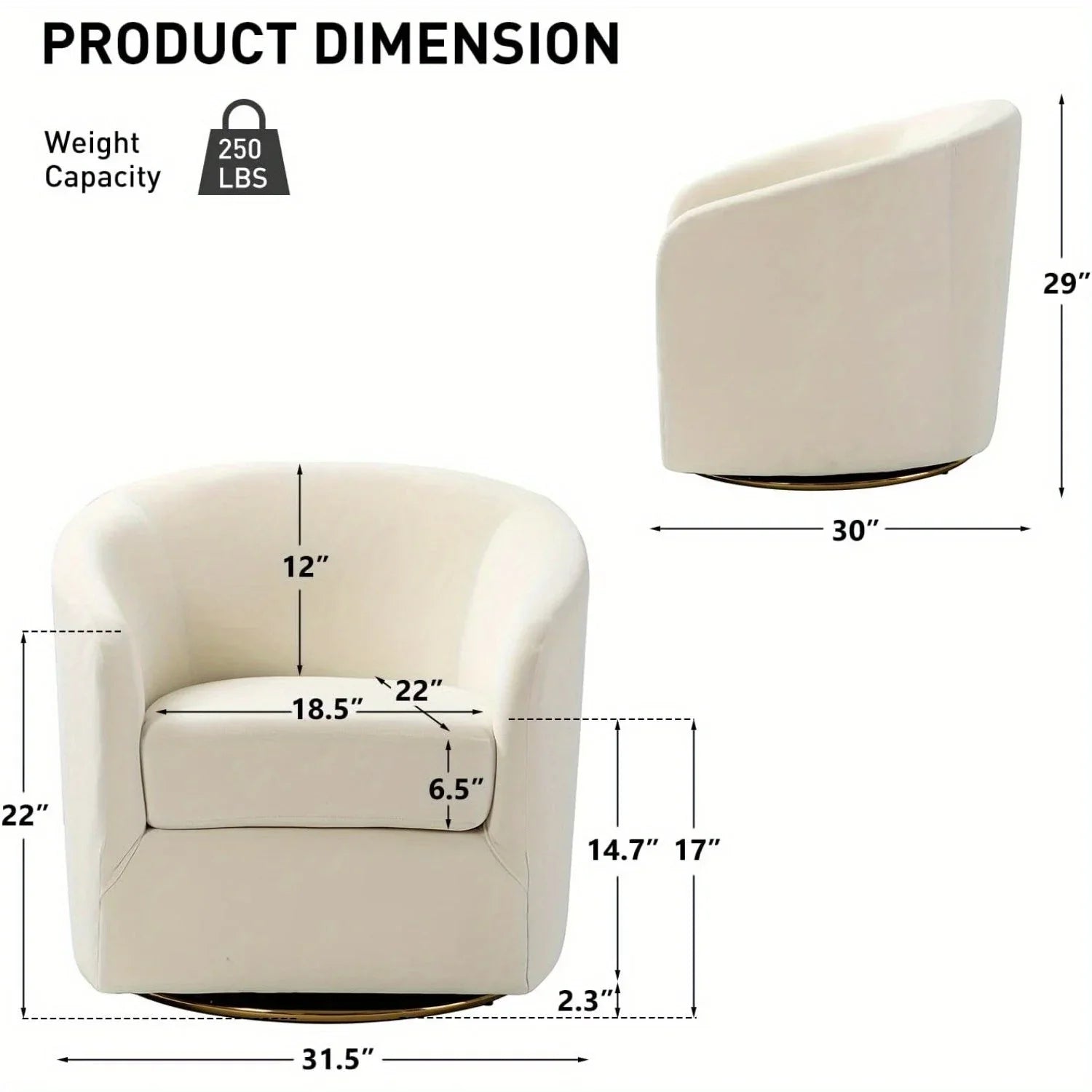 Velvet Swivel Accent Chair with Golden Metal Base, detail shot - House Of Avana