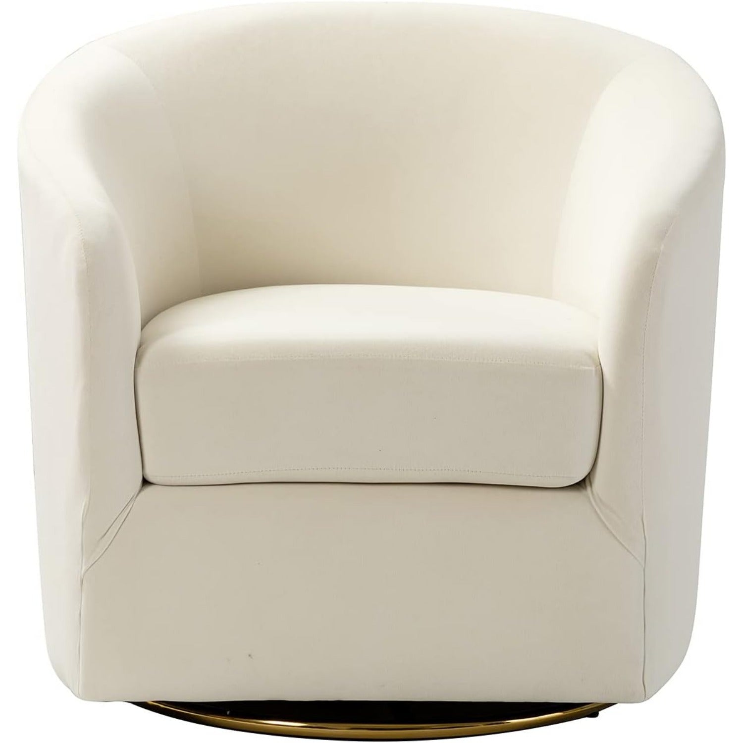 Modern Ivory Velvet Swivel Accent Chair with Golden Metal Base – Contemporary Curved Barrel Design, Upholstered Club Armchair for Living Room, Nursery, or Bedroom House Of Avana