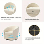 Modern Ivory Velvet Swivel Accent Chair with Golden Metal Base – Contemporary Curved Barrel Design, Upholstered Club Armchair for Living Room, Nursery, or Bedroom House Of Avana