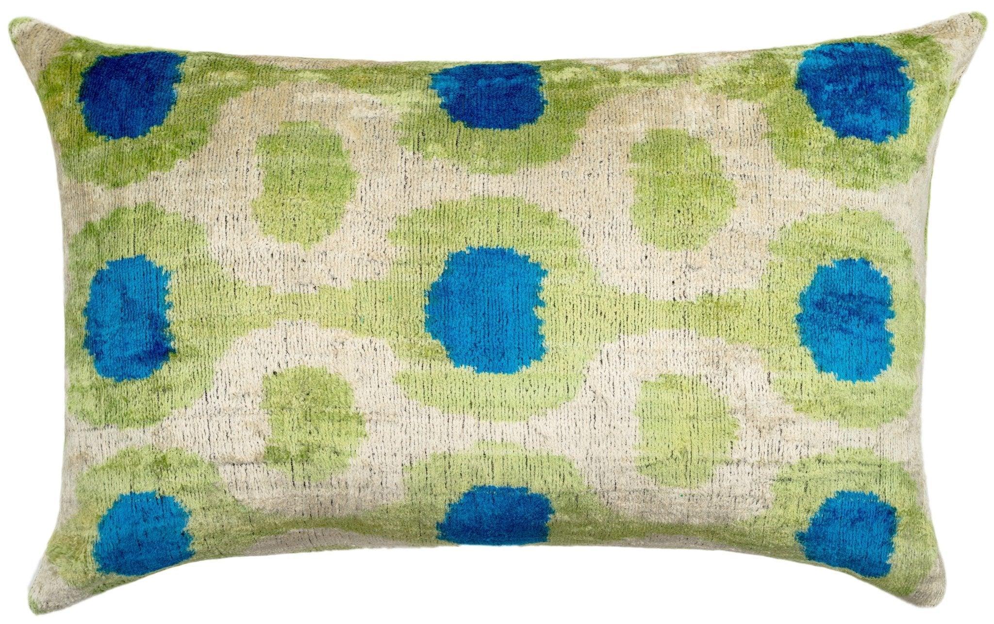 Vibrant 16x24 Handmade Ikat Silk Velvet Pillow with Premium Down Feather Insert By Canvello – Lively... - House Of Avana