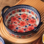 Vibrant Floral Embossed 1pc Polish Ceramic Baking Dish - 9"x5.3" Rectangular Plate with Dual Handles for Lasagna, Salads & Cheese Bakes - Durable Hand-Painted Design for Home Cooking House Of Avana [[SKU:HOA-TWR-011]]