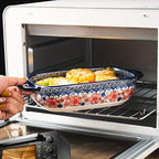 Vibrant Floral Embossed 1pc Polish Ceramic Baking Dish - 9"x5.3" Rectangular Plate with Dual Handles for Lasagna, Salads & Cheese Bakes - Durable Hand-Painted Design for Home Cooking House Of Avana