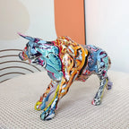 Vilead Graffiti Charging Bull Statue Resin Anime Pop Art Modern Design Painting Sculpture Home Room Decoration Figurine Mosaic - House Of Avana