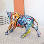 Vilead Graffiti Charging Bull Statue Resin Anime Pop Art Modern Design Painting Sculpture Home Room Decoration Figurine Mosaic - House Of Avana