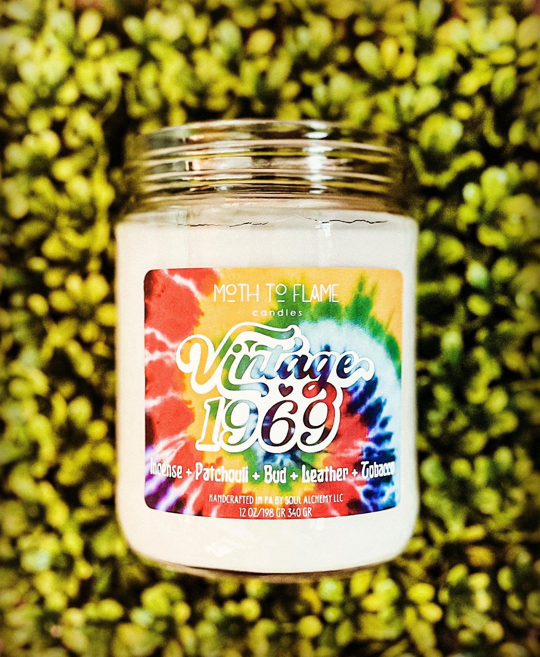 Vintage 1969 – 7 oz / 12 oz Candle Moth to Flame Candles