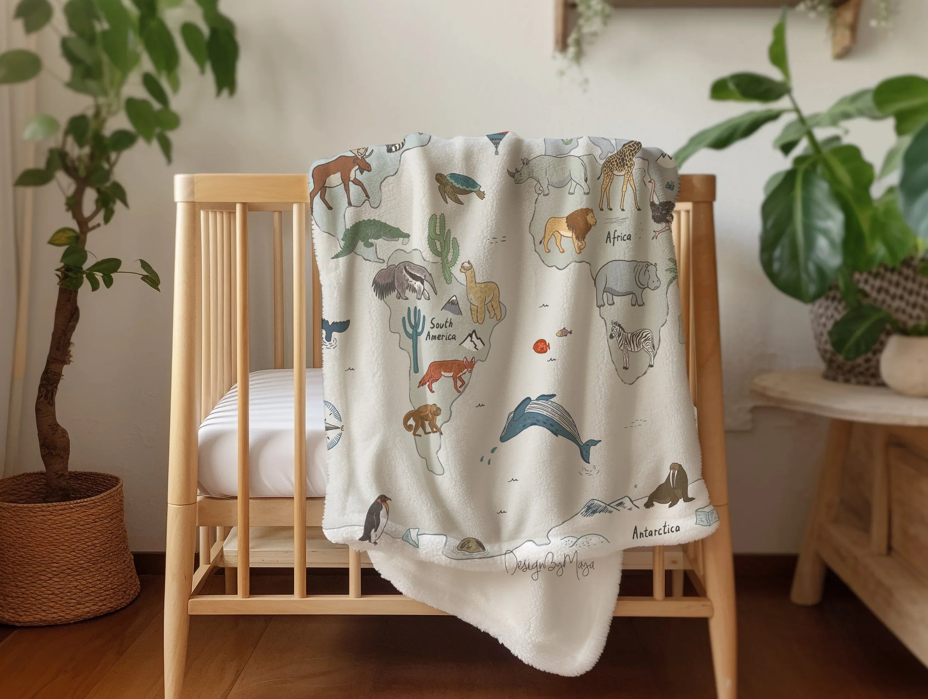 Alphabet - Vintage Baby Blanket, angled view - House Of Avana