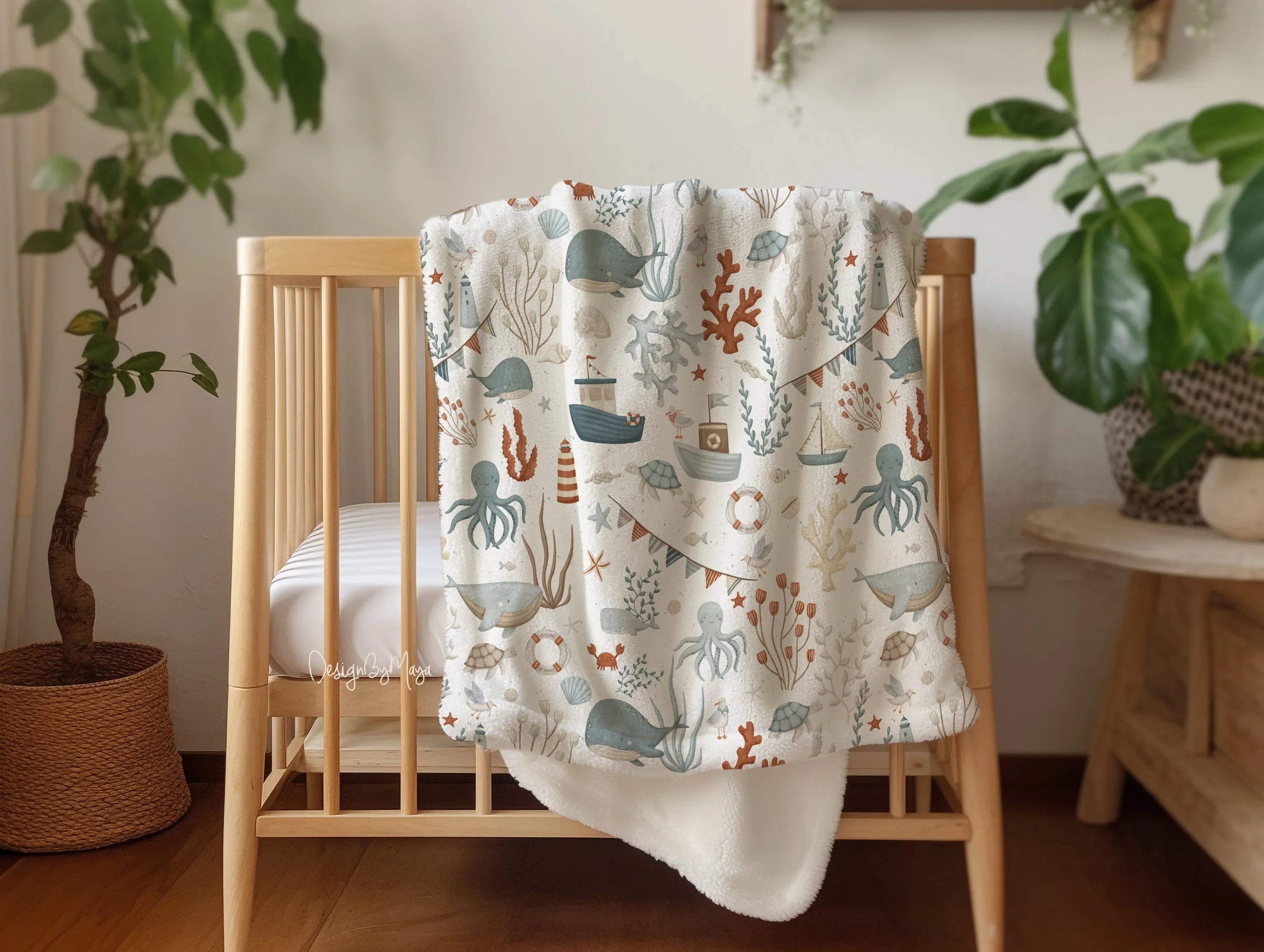 Alphabet - Vintage Baby Blanket, angled view - House Of Avana