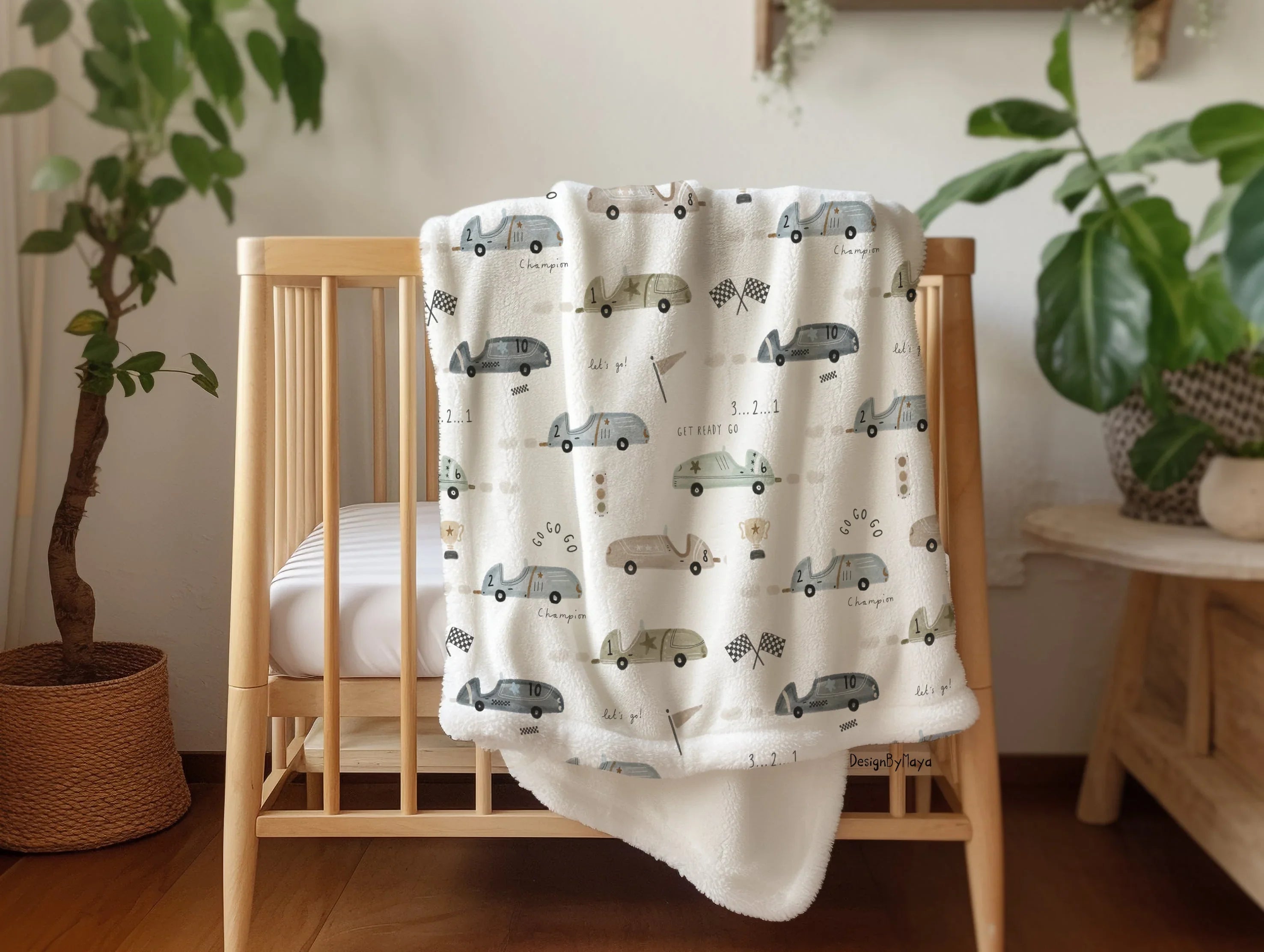 Baby Animals - Vintage Baby Blanket, angled view - House Of Avana