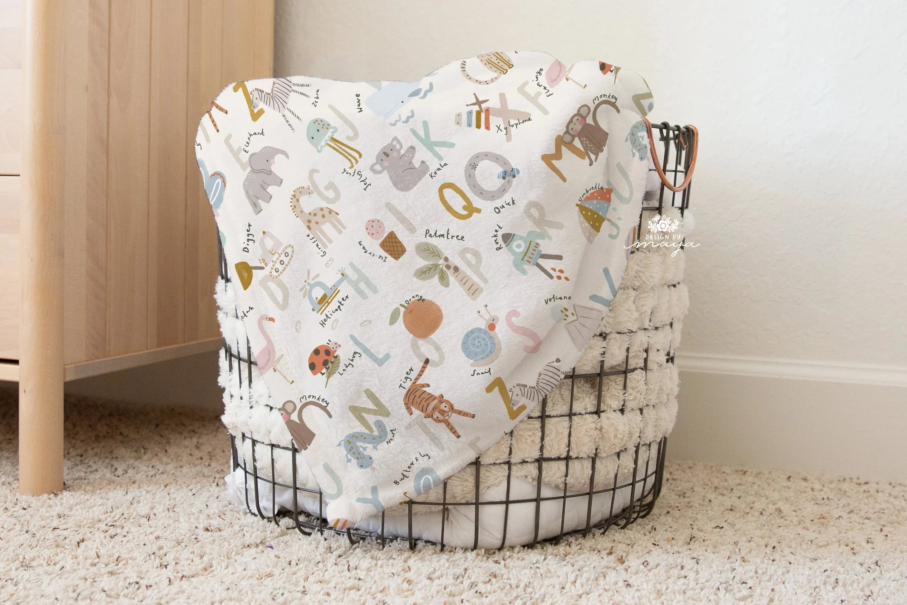 Baby Animals Farm - Vintage Baby Blanket, detail shot - House Of Avana