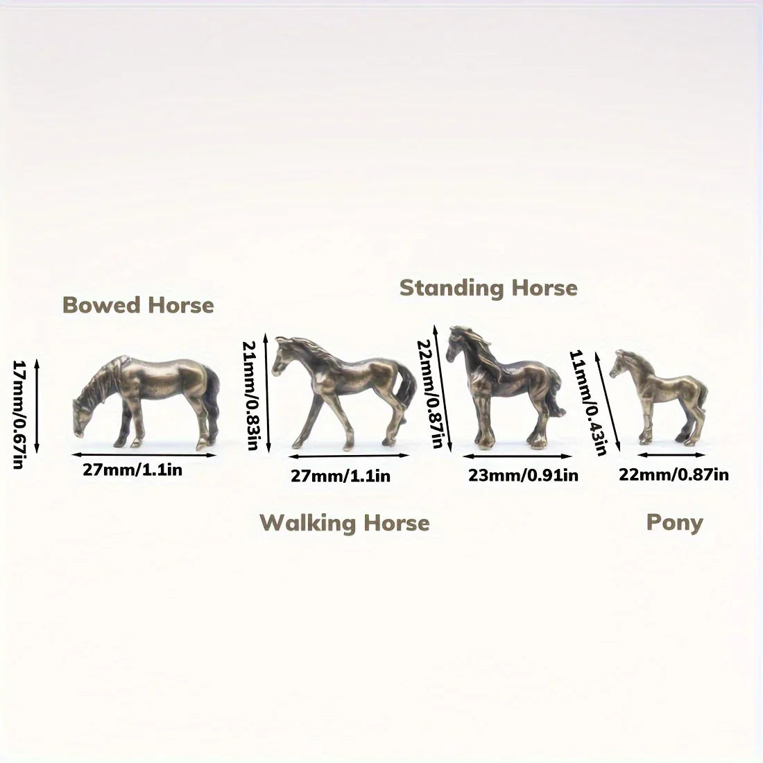 Vintage Bronze Horse Sculptures - 4pcs Set, Perfect For Home, Aquariums, Potted Plants & Garden Decor - House Of Avana