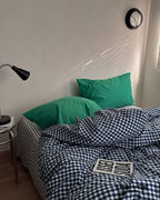 Vintage Deep Blue Gingham Bedding Set Ever Lasting