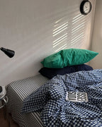 Vintage Deep Blue Gingham Bedding Set Ever Lasting