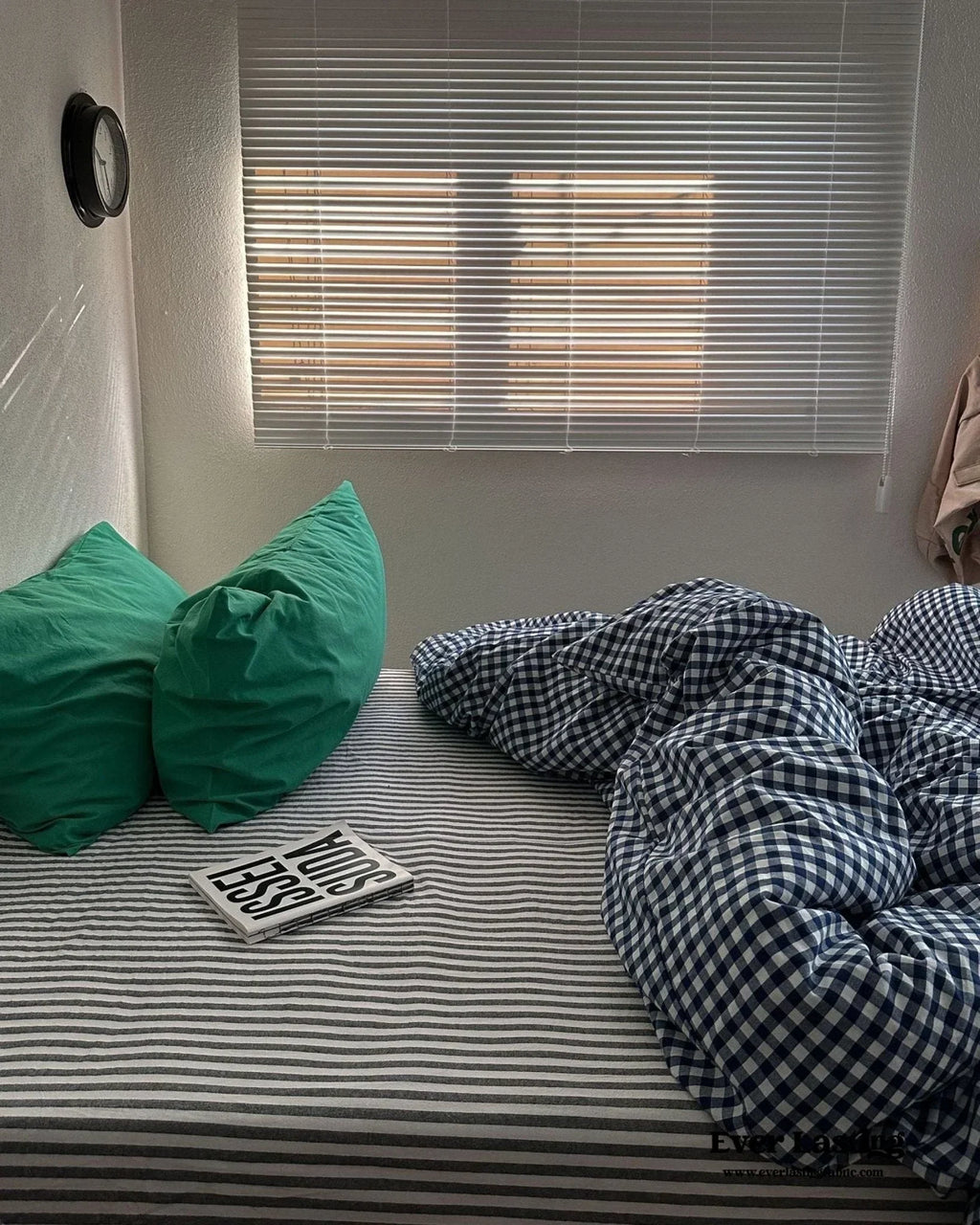 Vintage Deep Blue Gingham Bedding Set Ever Lasting