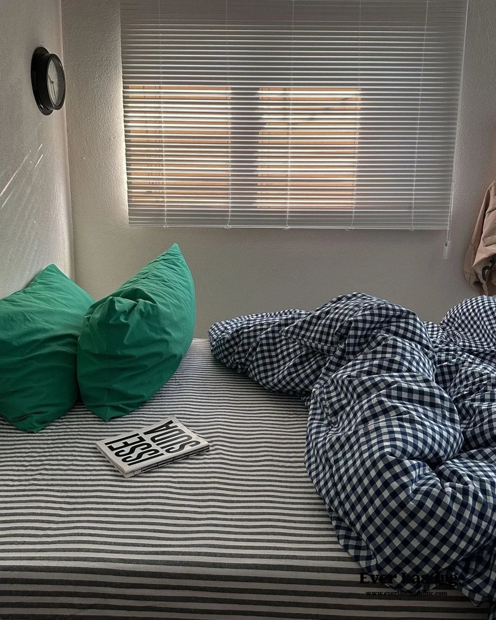 Vintage Deep Blue Gingham Bedding Set Ever Lasting
