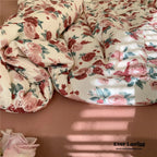Vintage Floral Jersey Knit Bedding Set / Maroon Red Ever Lasting