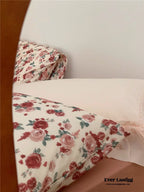 Vintage Floral Jersey Knit Bedding Set / Maroon Red Ever Lasting