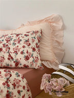 Vintage Floral Jersey Knit Bedding Set / Maroon Red Ever Lasting