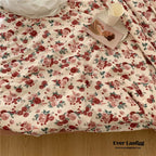 Vintage Floral Jersey Knit Bedding Set / Maroon Red Ever Lasting