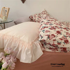 Vintage Floral Jersey Knit Bedding Set / Maroon Red Ever Lasting