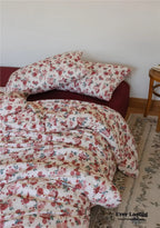 Vintage Floral Jersey Knit Bedding Set / Maroon Red Ever Lasting