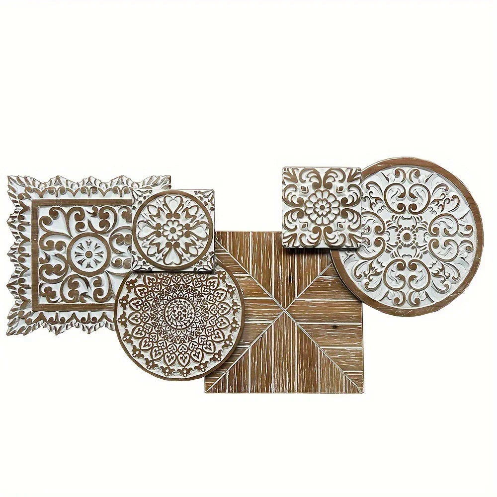 Wall Hanging - Vintage Floral Wooden, front view - House Of Avana