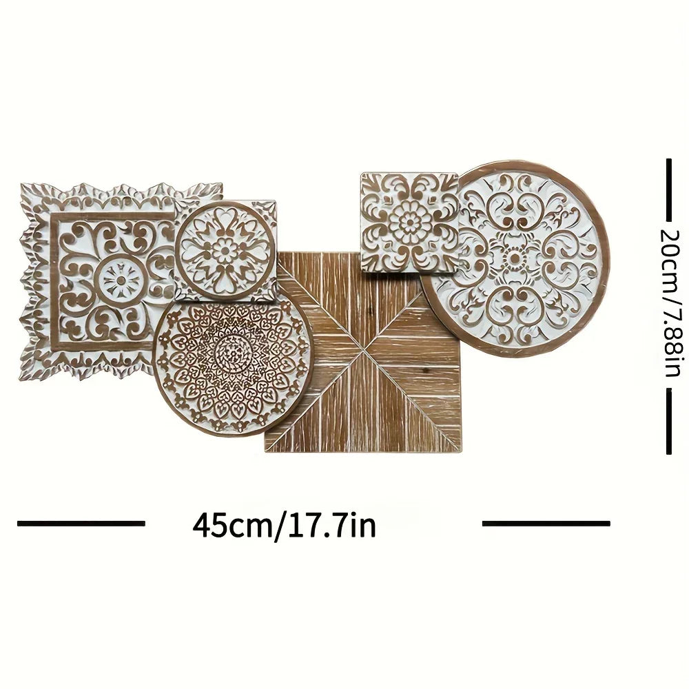 Wall Hanging - Vintage Floral Wooden, side view - House Of Avana