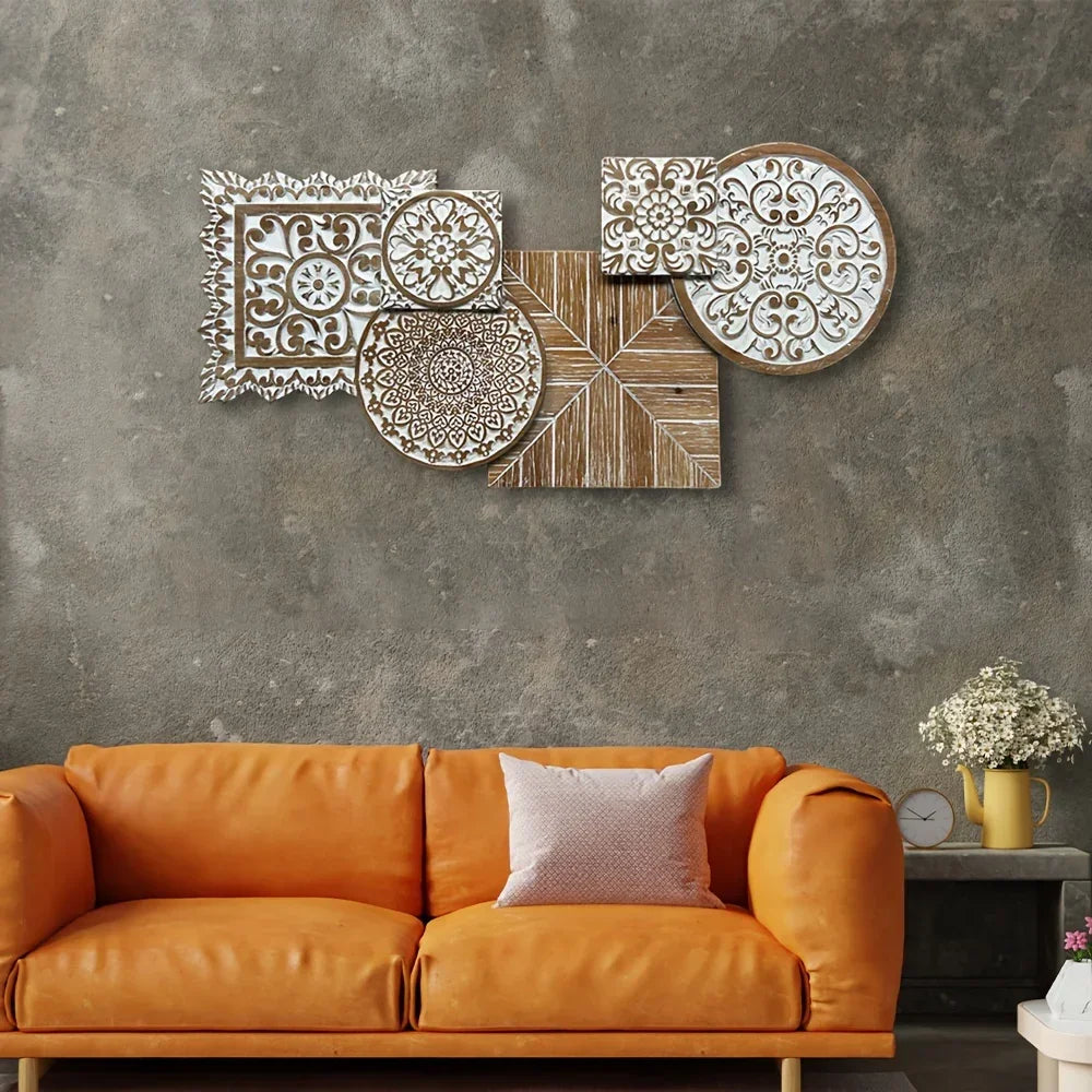 Wall Hanging - Vintage Floral Wooden, detail shot - House Of Avana