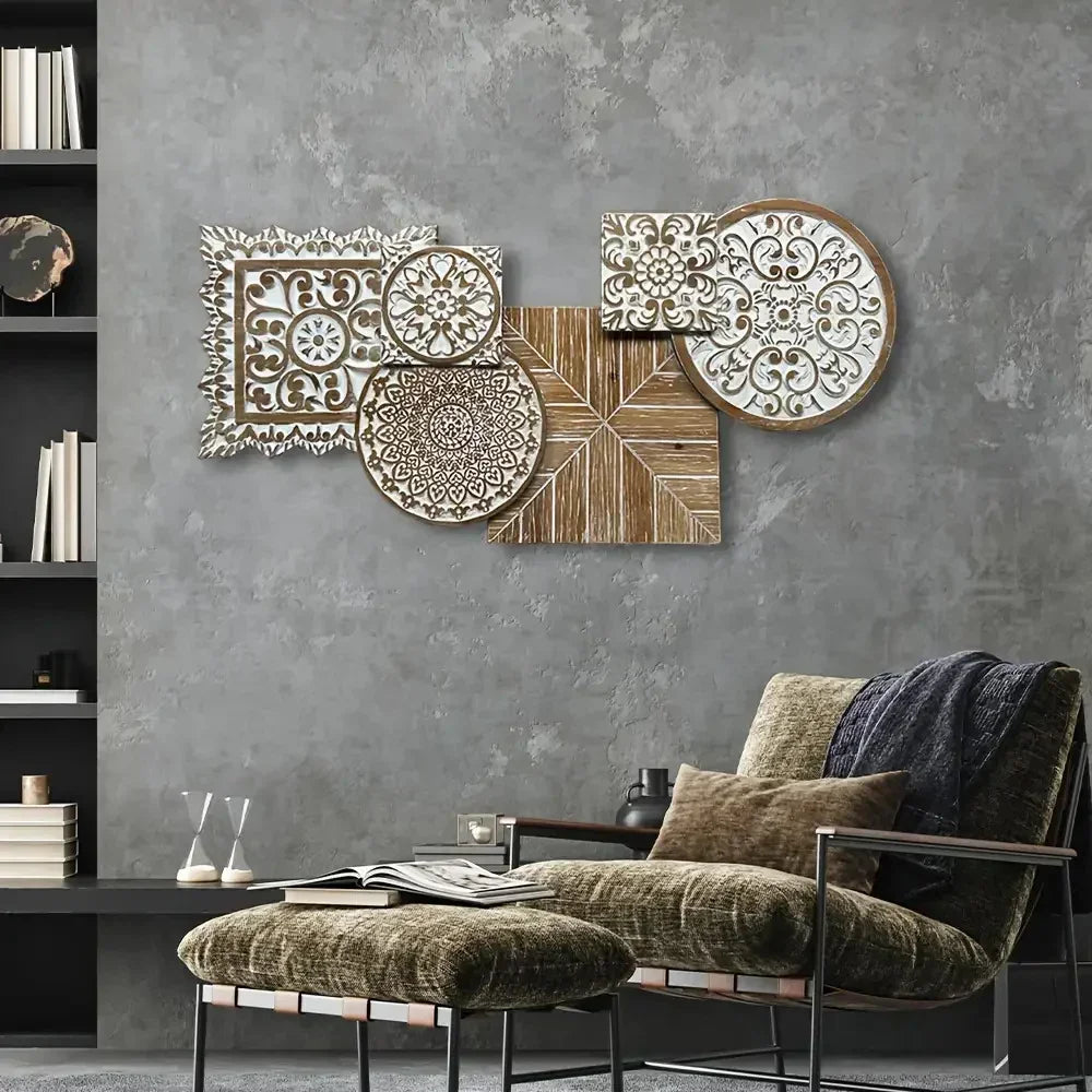 Wall Hanging - Vintage Floral Wooden, lifestyle image - House Of Avana
