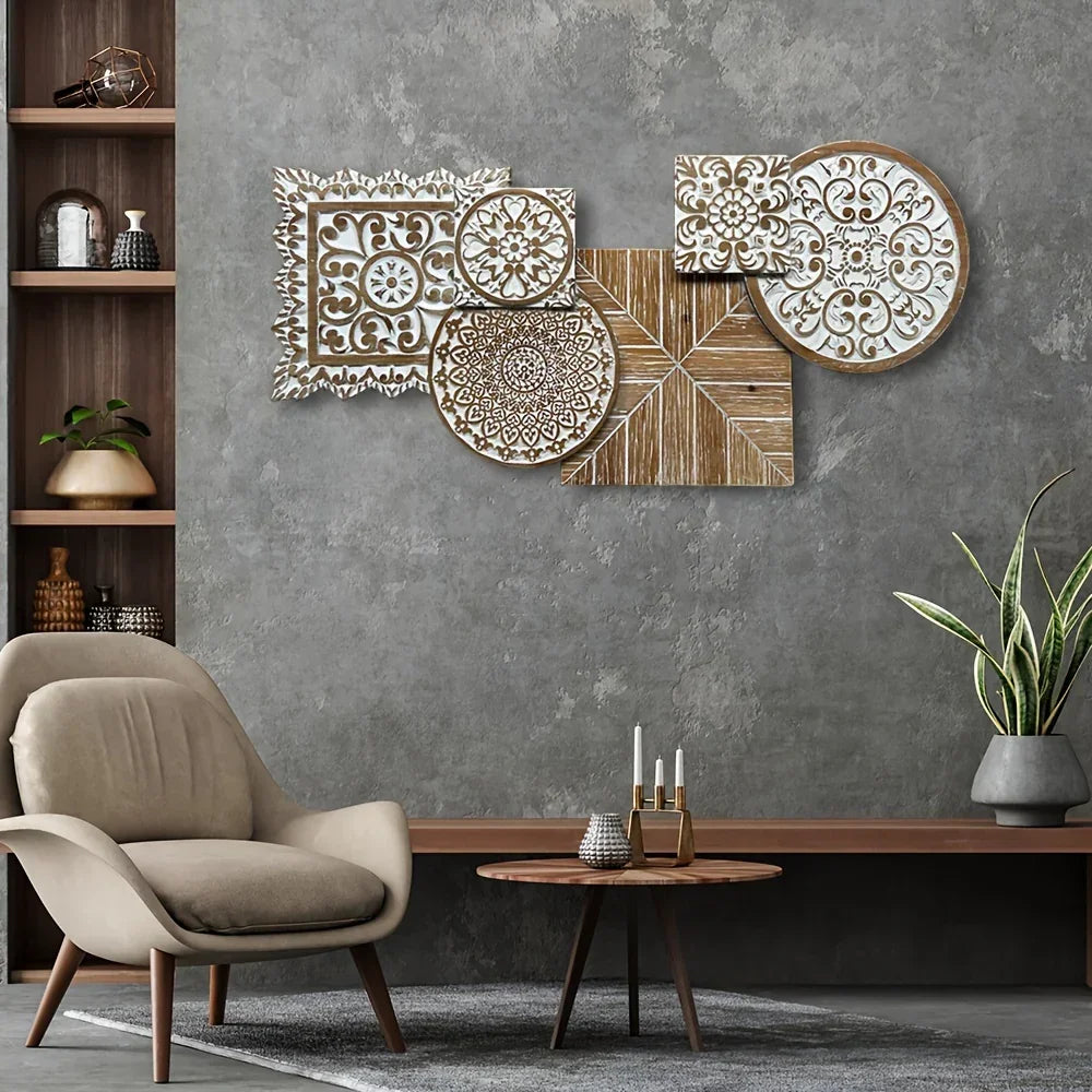 Vintage Floral Wooden Wall Hanging