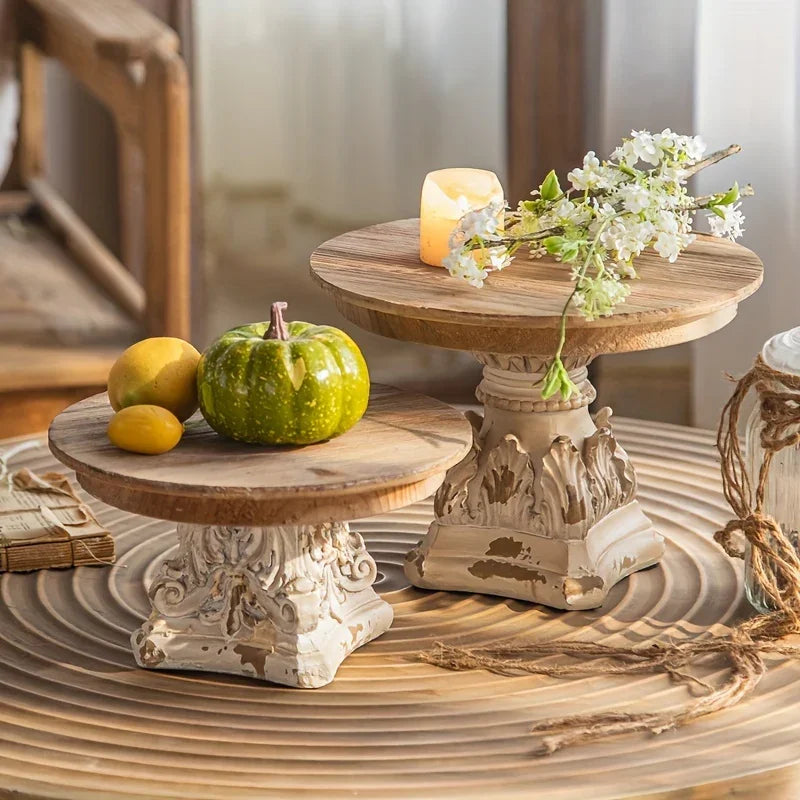 Vintage French Rustic Carved Wooden Decorative Tray, Geometric Pattern, Lacquered Finish, Floral Theme, Ideal for Christmas, Halloween, Easter, Hanukkah, Thanksgiving - Home Decor, Photography Prop, No Electricity Or Battery House Of Avana [[SKU:HOA-TRY-402]]