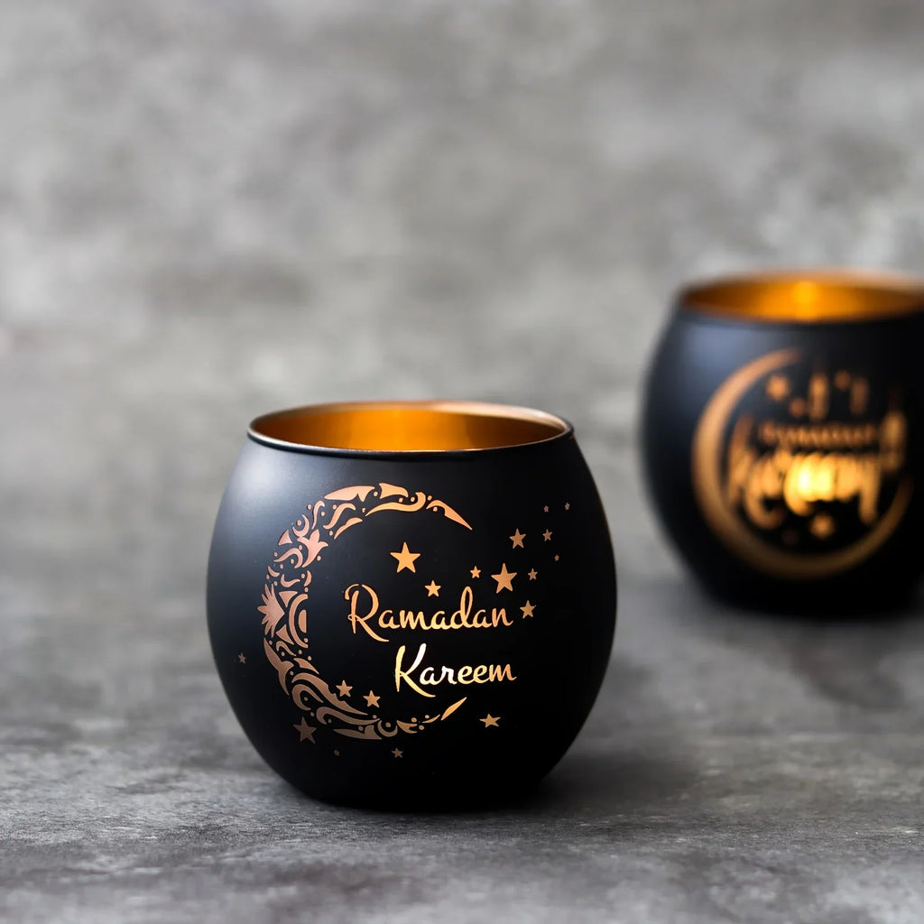 Glass Ramadan Candle Holders with Moon and Star Designs - House of Avana