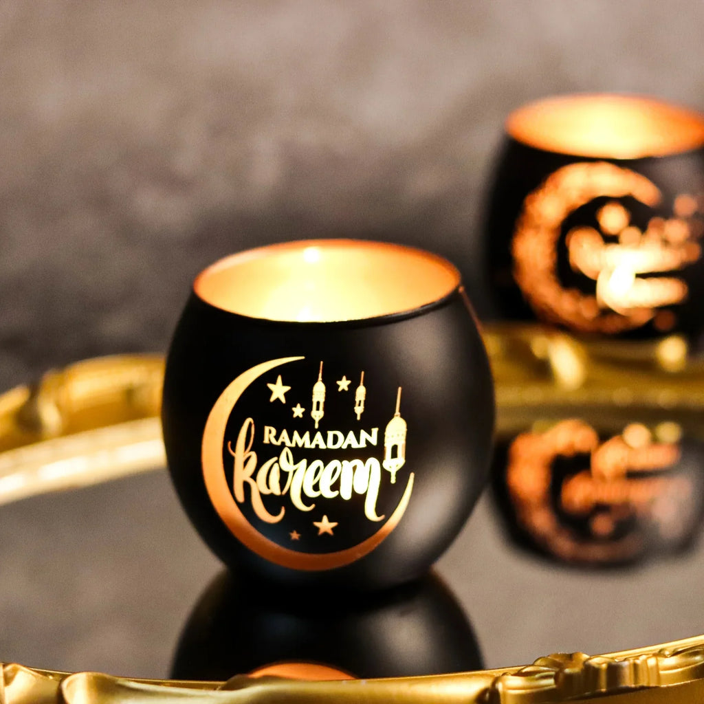 Glass Ramadan Candle Holders with Moon and Star Designs - House of Avana