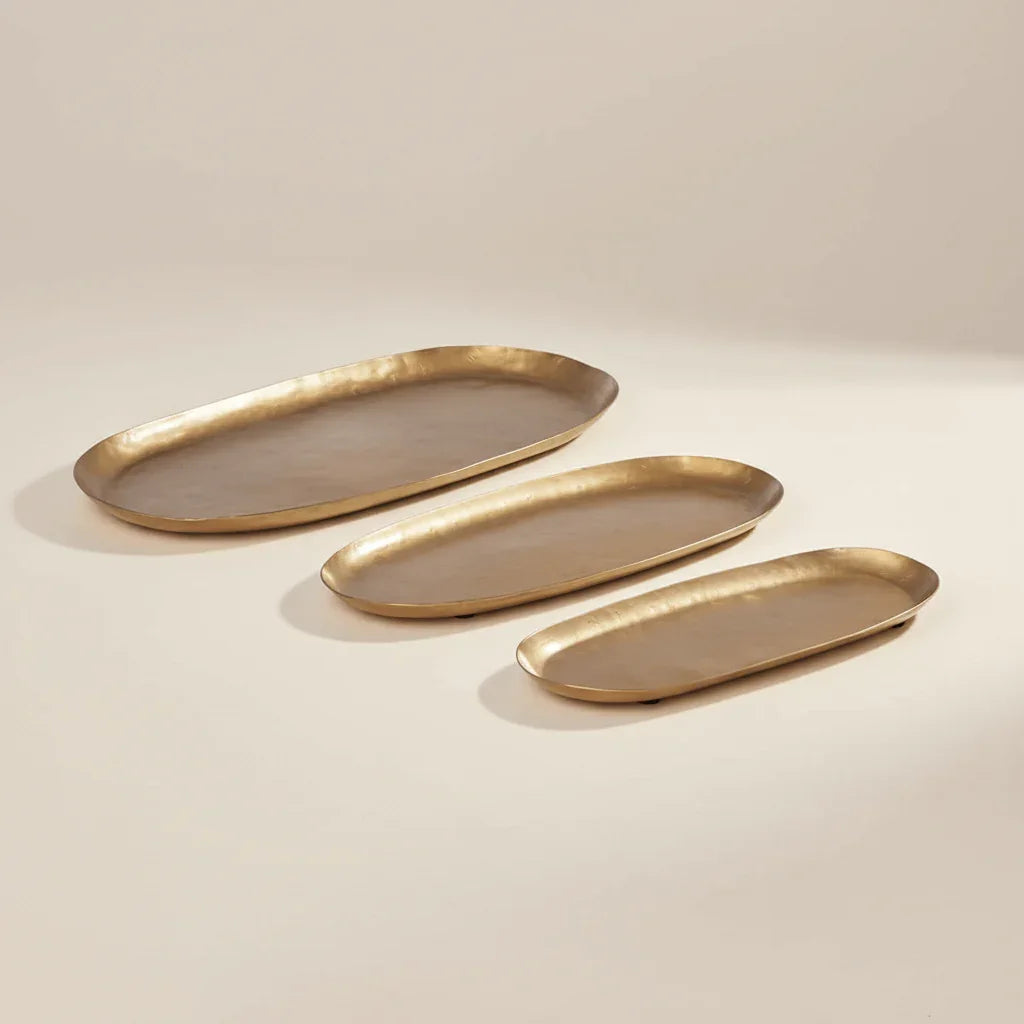 Vintage Gold Iron Serving Tray Set