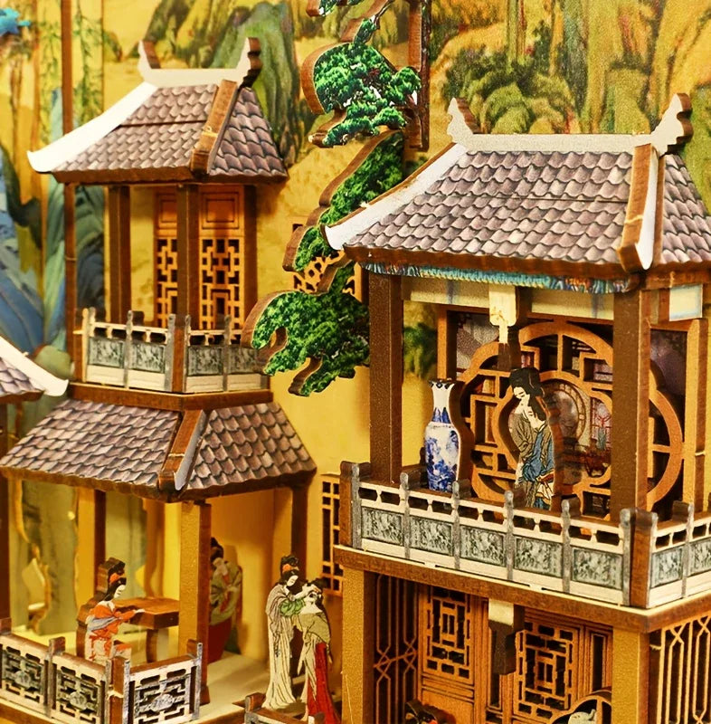 [Vintage Han Palace] Vintage Miniature Han Palace Dawn Architecture Model - QIAOLEXING DIY Wooden Dollhouse Kit with Intricate Details | Ideal for Living Room Decor, Perfect Gift for Christmas, Thanksgiving, Halloween, Birthd House Of Avana