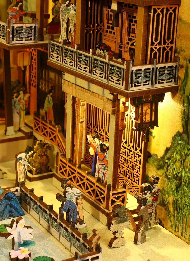 [Vintage Han Palace] Vintage Miniature Han Palace Dawn Architecture Model - QIAOLEXING DIY Wooden Dollhouse Kit with Intricate Details | Ideal for Living Room Decor, Perfect Gift for Christmas, Thanksgiving, Halloween, Birthd House Of Avana
