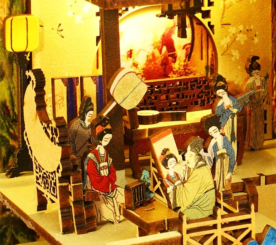 [Vintage Han Palace] Vintage Miniature Han Palace Dawn Architecture Model - QIAOLEXING DIY Wooden Dollhouse Kit with Intricate Details | Ideal for Living Room Decor, Perfect Gift for Christmas, Thanksgiving, Halloween, Birthd House Of Avana