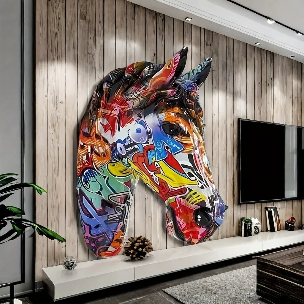 Vintage Horse Head Wall Art - 3D Resin Animal Sculpture For Home Bar, Restaurant & Halloween Decor - House Of Avana