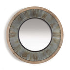 Vintage Industrial Round Wall Mirror with Wood and Metal Frame Vintage Shopper