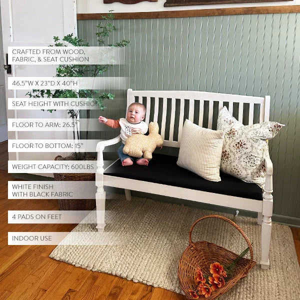 Vintage-Inspired Wooden Bench with Upholstered Seat Decor Steals