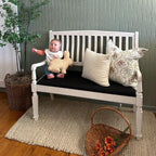 Vintage-Inspired Wooden Bench with Upholstered Seat Decor Steals