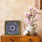 1pc Islam Flower 20.32x20.32 cm Artificial Wood Wall Decor - Vintage Islamic Arabic Calligraphy Art with Blue & Golden Accents, Ramadan Eid al-Fitr al-Adha Home Decor, Unique Religious Gift for Men & Women, Islamic Home Decor House Of Avana