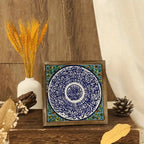 1pc Islam Flower 20.32x20.32 cm Artificial Wood Wall Decor - Vintage Islamic Arabic Calligraphy Art with Blue & Golden Accents, Ramadan Eid al-Fitr al-Adha Home Decor, Unique Religious Gift for Men & Women, Islamic Home Decor House Of Avana