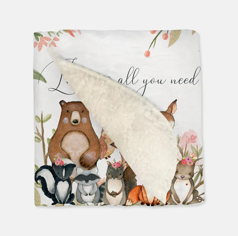 "love Is All You Need" - Vintage Baby Blanket, front view - House Of Avana