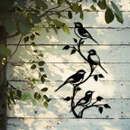 Metal bird silhouette, handcrafted iron wall art, rustic brown - House of Avana