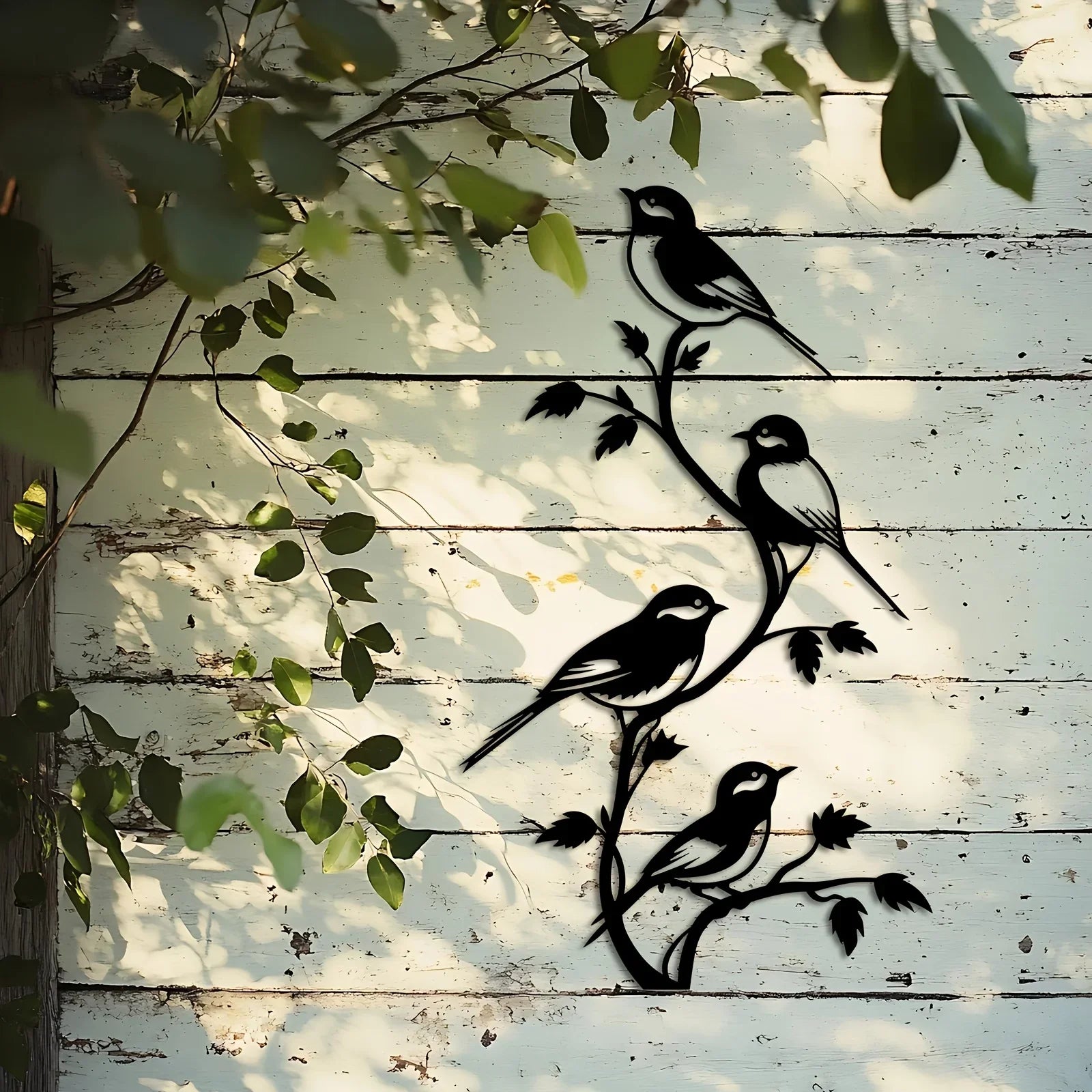 Metal bird silhouette, handcrafted iron wall art, rustic brown - House of Avana